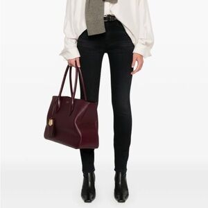 Mother dark black jeans the looker ankle fray